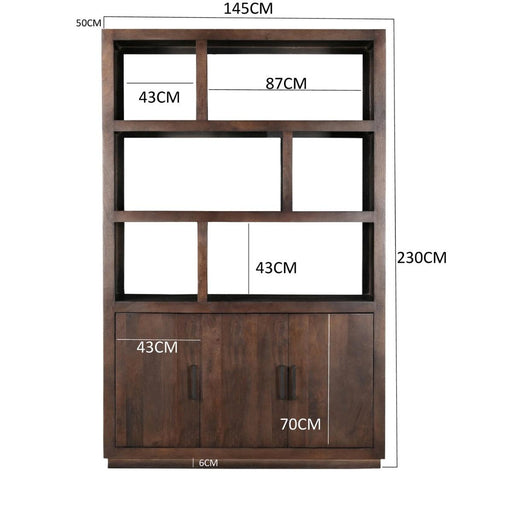 Opbergkast Kast Jaxx Mangohout Bruin 145x50x230 cm-Opbergkasten-Livingfurn