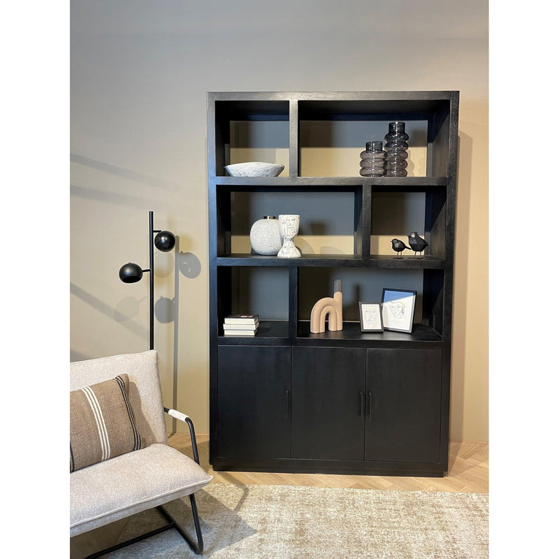 Opbergkast Kast Jaxx Mangohout Zwart 145x50x230 cm-Opbergkasten-Livingfurn
