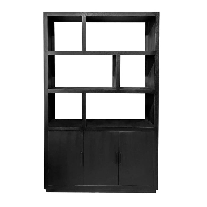 Opbergkast Kast Jaxx Mangohout Zwart 145x50x230 cm-Opbergkasten-Livingfurn