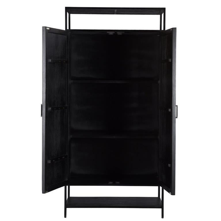 Opbergkast Kast Kala Mangohout Zwart 100x40x210 cm-Opbergkasten-Livingfurn