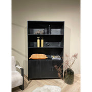 Opbergkast Kast Kala Mangohout Zwart 120x40x200 cm-Opbergkasten-Livingfurn