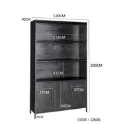 Opbergkast Kast Kala Mangohout Zwart 120x40x200 cm-Opbergkasten-Livingfurn