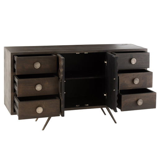 Opbergkast Kast Laag Etnisch Ijzer, MDF, Mango Hout Bruin-Opbergkasten-J-Line