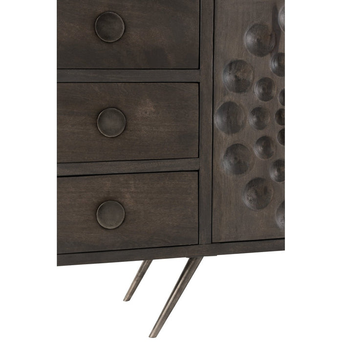 Opbergkast Kast Laag Etnisch ijzer, MDF, Mango Hout Bruin-Opbergkasten-J-Line