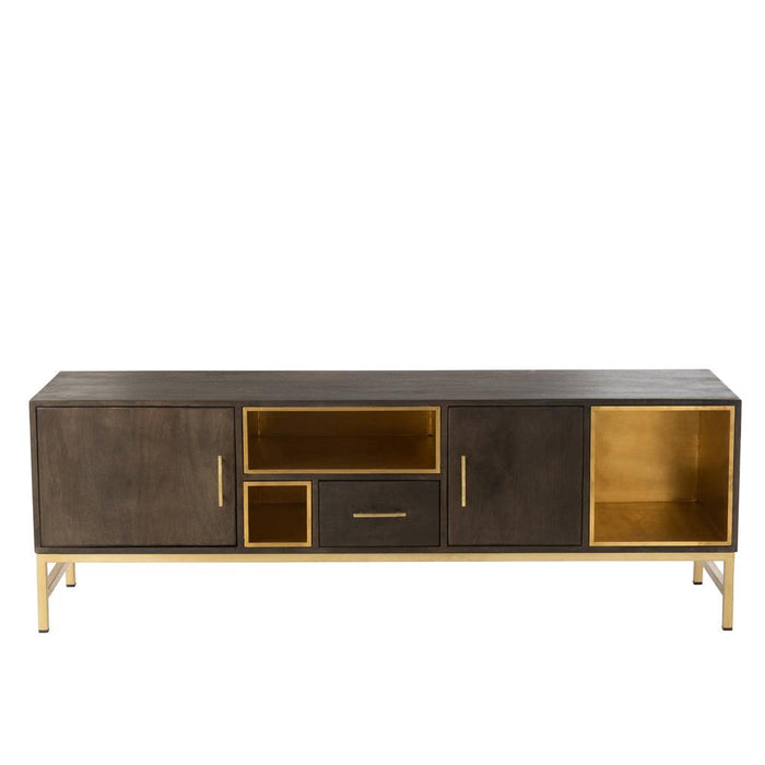 Opbergkast Kast Laag Janis Brass, ijzer, MDF Bruin 180x46x62 cm-Opbergkasten-J-Line
