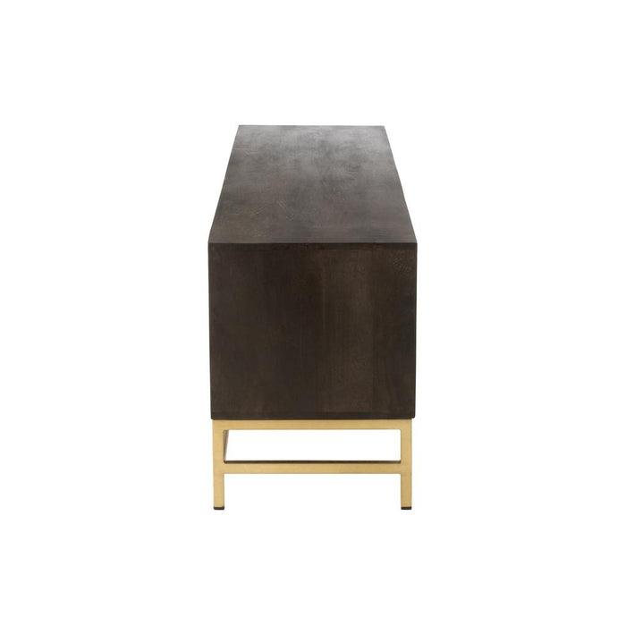 Opbergkast Kast Laag Janis Brass, ijzer, MDF Bruin 180x46x62 cm-Opbergkasten-J-Line