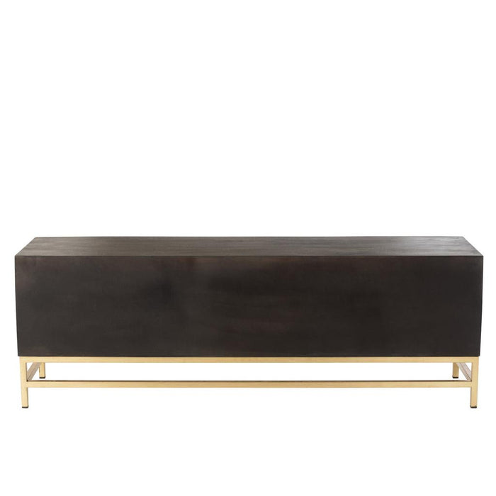 Opbergkast Kast Laag Janis Brass, ijzer, MDF Bruin 180x46x62 cm-Opbergkasten-J-Line