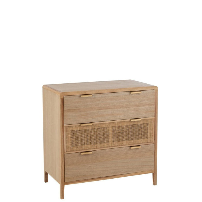 Opbergkast Kast Lades Paulownia MDF, Rotan, Paulownia Hout Beige-Opbergkasten-J-Line