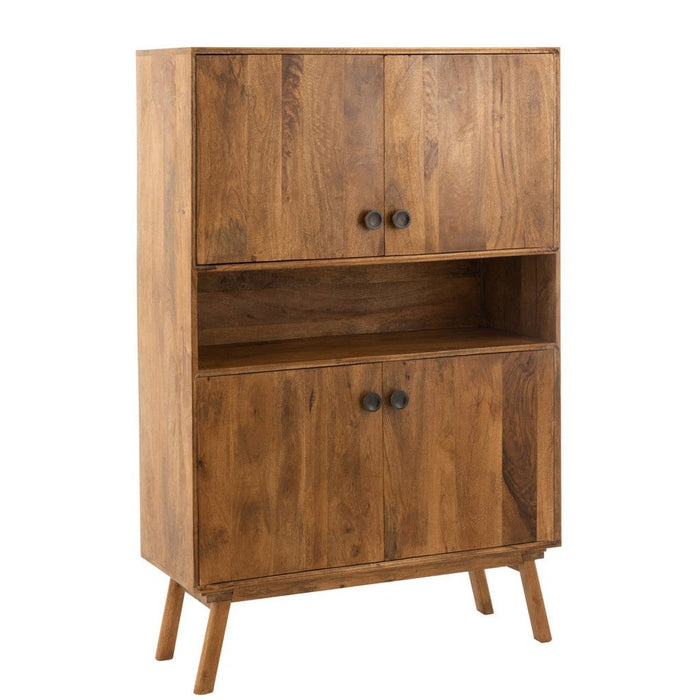 Opbergkast Kast Lora Ijzer, MDF, Mango Hout Bruin 104x40x158 cm-Opbergkasten-J-Line