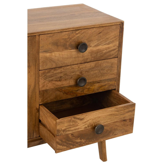 Opbergkast Kast Lora MDF, Mango Hout, ijzer Bruin 145x40x80 cm-Opbergkasten-J-Line