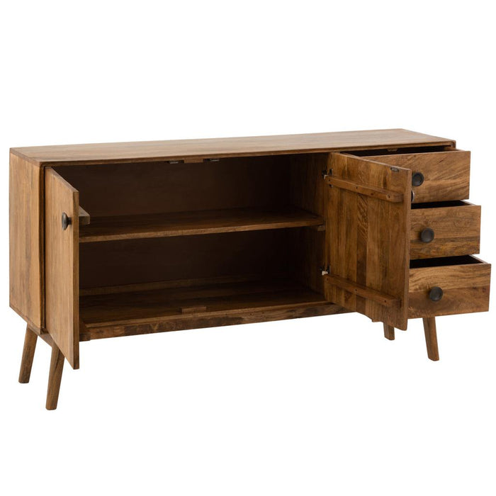 Opbergkast Kast Lora MDF, Mango Hout, ijzer Bruin 145x40x80 cm-Opbergkasten-J-Line