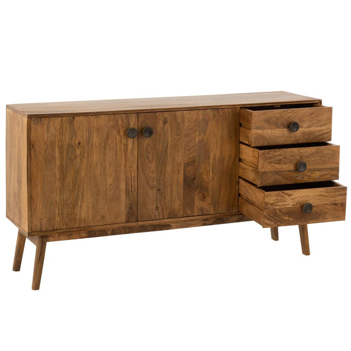 Opbergkast Kast Lora MDF, Mango Hout, ijzer Bruin 145x40x80 cm-Opbergkasten-J-Line