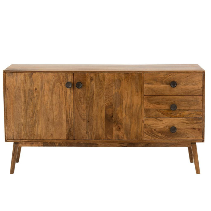 Opbergkast Kast Lora MDF, Mango Hout, ijzer Bruin 145x40x80 cm-Opbergkasten-J-Line