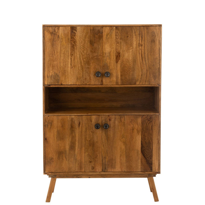 Opbergkast Kast Lora ijzer, MDF, Mango Hout Bruin 104x40x158 cm-Opbergkasten-J-Line