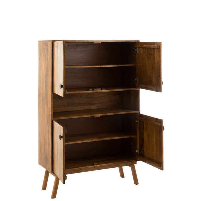 Opbergkast Kast Lora ijzer, MDF, Mango Hout Bruin 104x40x158 cm-Opbergkasten-J-Line