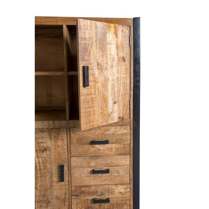 Opbergkast Kast Nairobi Mangohout Naturel hout 100x43x150 cm-Opbergkasten-Livingfurn