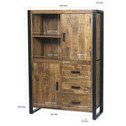 Opbergkast Kast Nairobi Mangohout Naturel hout 100x43x150 cm-Opbergkasten-Livingfurn