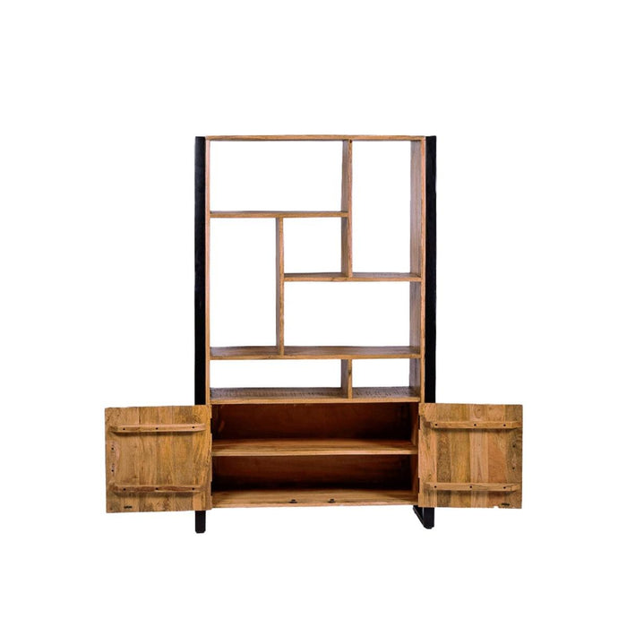 Opbergkast Kast Nairobi Mangohout Naturel hout 110x43x180 cm-Opbergkasten-Livingfurn