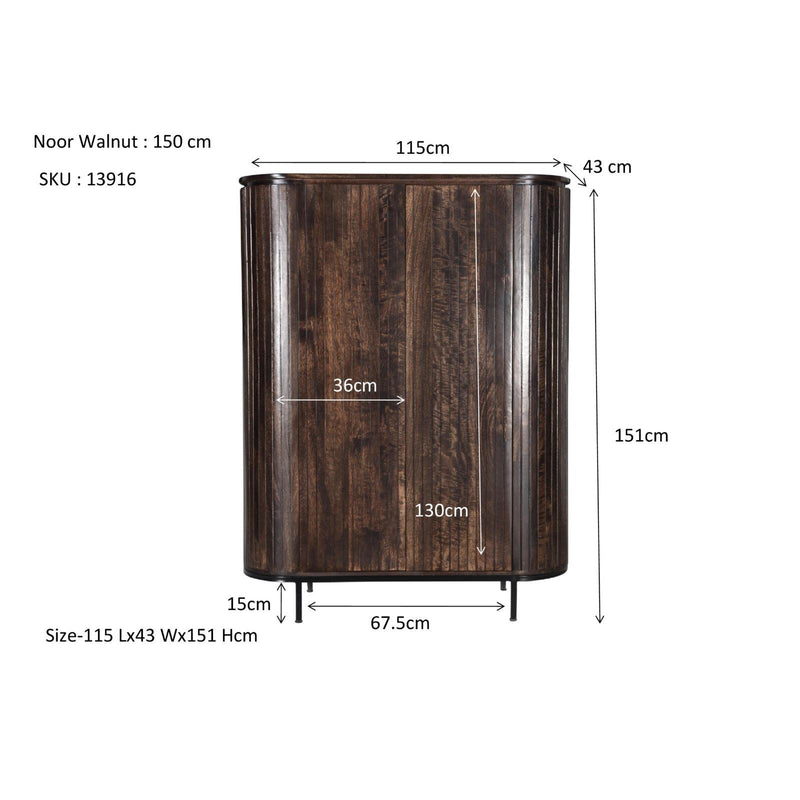 Opbergkast Kast Noor Mangohout Bruin 115x43x151 cm-Opbergkasten-Livingfurn