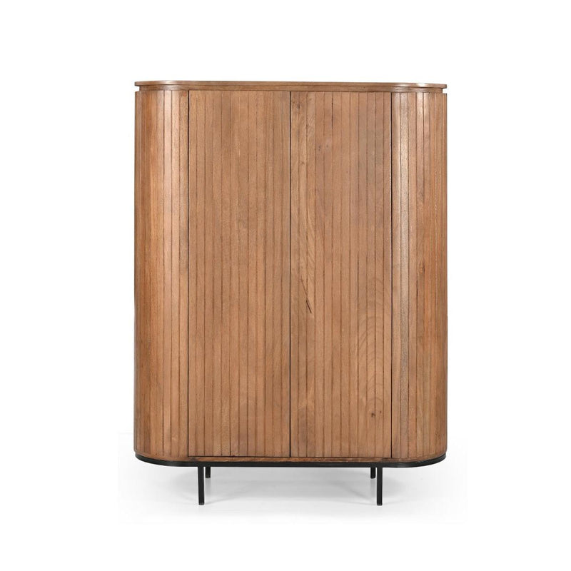 Opbergkast Kast Noor Mangohout Naturel hout 115x43x151 cm-Opbergkasten-Livingfurn