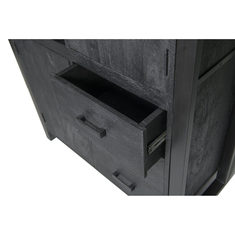 Opbergkast Kast Norris Mangohout Zwart 100x43x150 cm-Opbergkasten-Livingfurn