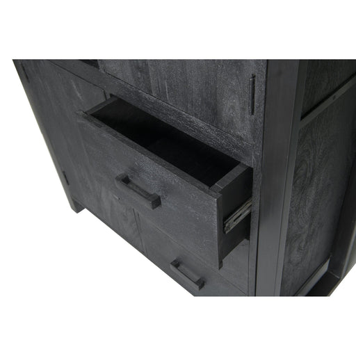 Opbergkast Kast Norris Mangohout Zwart 100x43x150 cm-Opbergkasten-Livingfurn