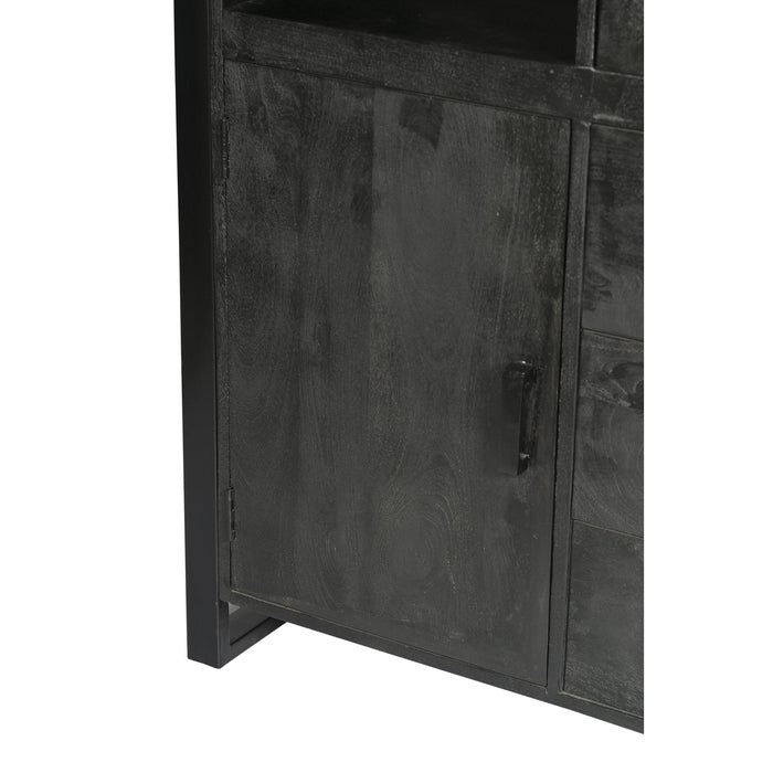 Opbergkast Kast Norris Mangohout Zwart 100x43x150 cm-Opbergkasten-Livingfurn