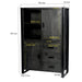 Opbergkast Kast Norris Mangohout Zwart 100x43x150 cm-Opbergkasten-Livingfurn