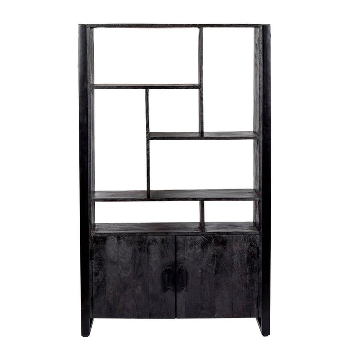 Opbergkast Kast Norris Mangohout Zwart 110x43x180 cm-Opbergkasten-Livingfurn