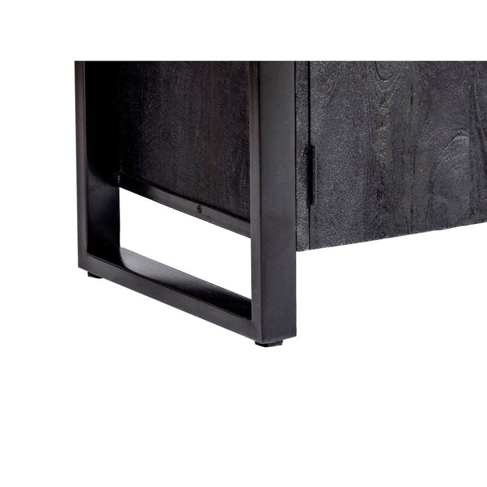 Opbergkast Kast Norris Mangohout Zwart 110x43x180 cm-Opbergkasten-Livingfurn