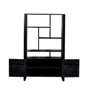 Opbergkast Kast Norris Mangohout Zwart 110x43x180 cm-Opbergkasten-Livingfurn