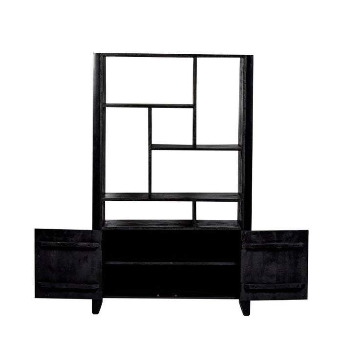Opbergkast Kast Norris Mangohout Zwart 110x43x180 cm-Opbergkasten-Livingfurn