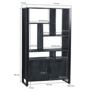 Opbergkast Kast Norris Mangohout Zwart 110x43x180 cm-Opbergkasten-Livingfurn