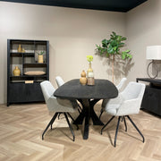 Opbergkast Kast Norris Mangohout Zwart 110x43x180 cm-Opbergkasten-Livingfurn