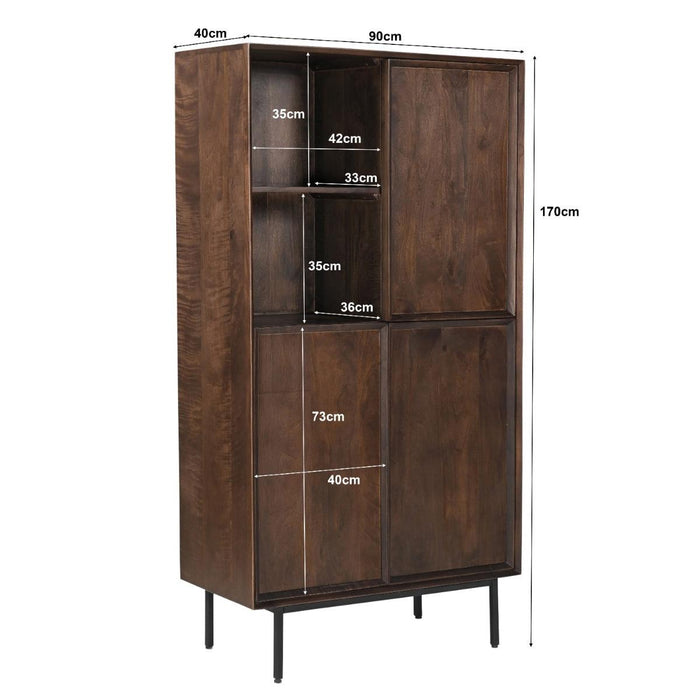 Opbergkast Kast Ravenstein Mangohout Bruin 170x40x90 cm-Opbergkasten-Livingfurn