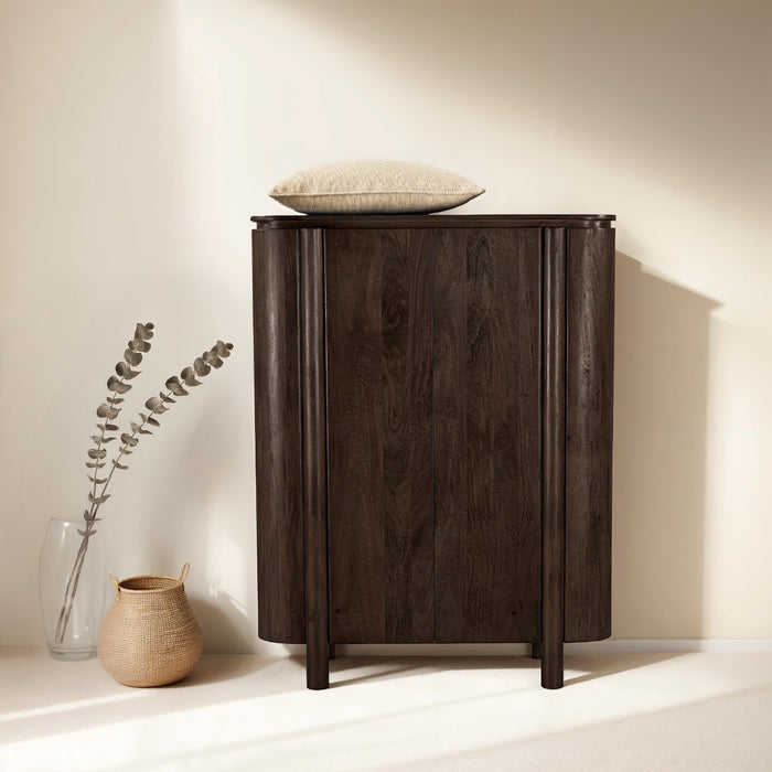 Opbergkast Kast Salano Mangohout Bruin 115x43x150 cm-Opbergkasten-Livingfurn