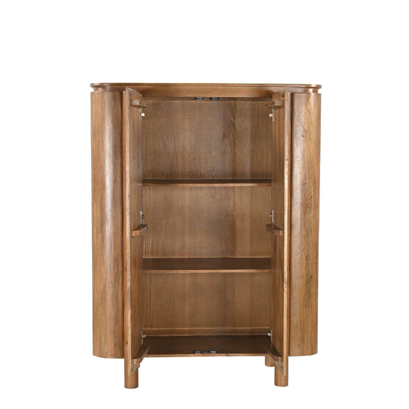 Opbergkast Kast Salano Mangohout Naturel hout 115x43x150 cm-Opbergkasten-Livingfurn