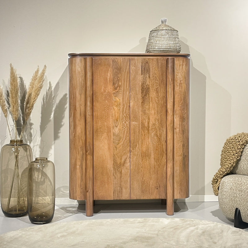 Opbergkast Kast Salano Mangohout Naturel hout 115x43x150 cm-Opbergkasten-Livingfurn
