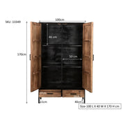 Opbergkast Kast Sturdy Mangohout Naturel hout 100x40x170 cm-Opbergkasten-Livingfurn