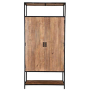 Opbergkast Kast Sturdy Mangohout Naturel hout 100x40x210 cm-Opbergkasten-Livingfurn