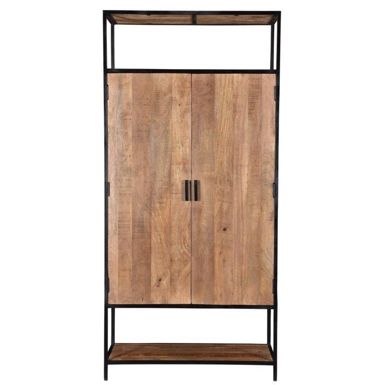 Opbergkast Kast Sturdy Mangohout Naturel hout 100x40x210 cm-Opbergkasten-Livingfurn
