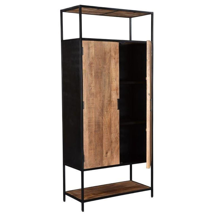 Opbergkast Kast Sturdy Mangohout Naturel hout 100x40x210 cm-Opbergkasten-Livingfurn