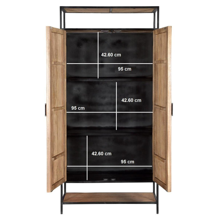 Opbergkast Kast Sturdy Mangohout Naturel hout 100x40x210 cm-Opbergkasten-Livingfurn