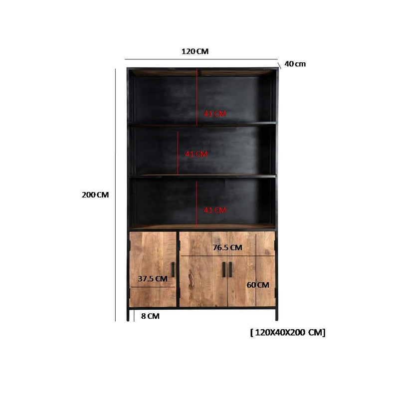 Opbergkast Kast Sturdy Mangohout Naturel hout 120x40x200 cm-Opbergkasten-Livingfurn