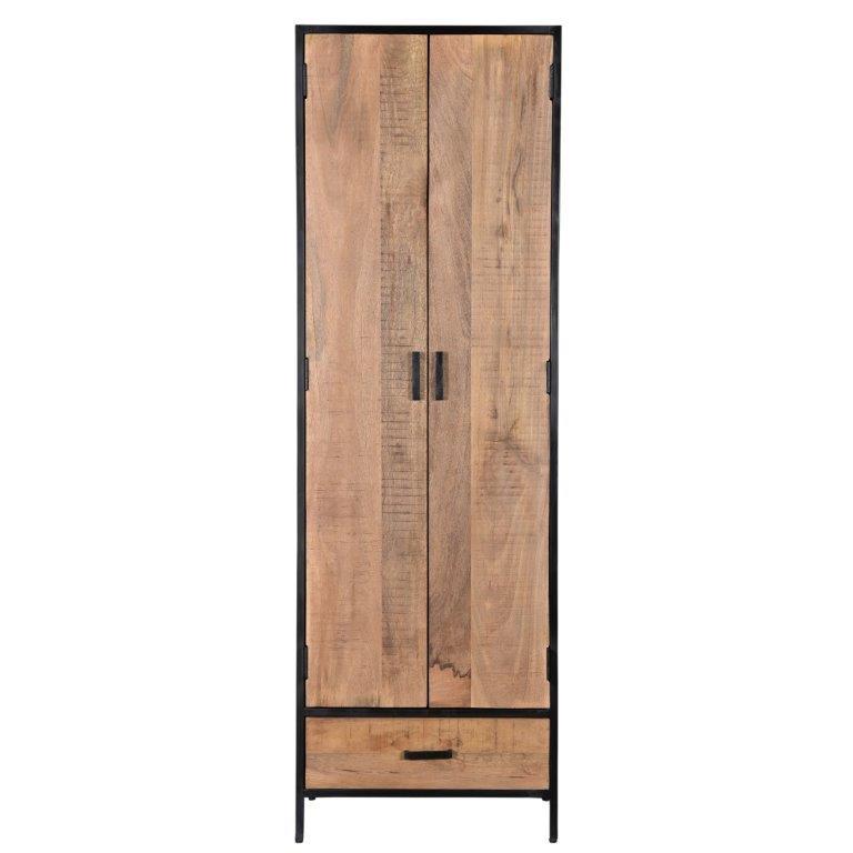 Opbergkast Kast Sturdy Mangohout Naturel hout 65x40x200 cm-Opbergkasten-Livingfurn