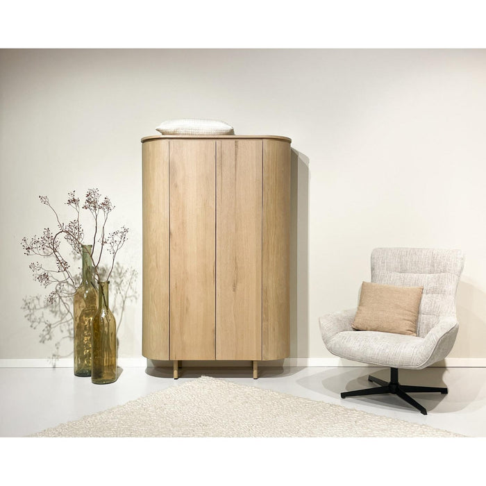 Opbergkast Kast Tobago Eikenhout fineer Naturel hout 115x43x180-Opbergkasten-Livingfurn