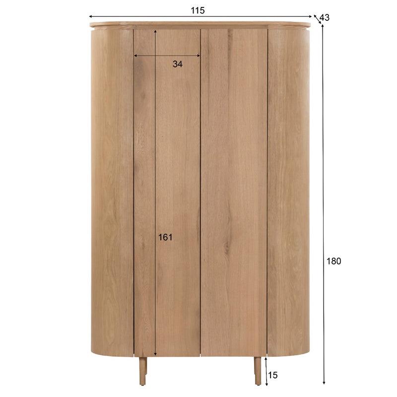Opbergkast Kast Tobago Eikenhout fineer Naturel hout 115x43x180-Opbergkasten-Livingfurn
