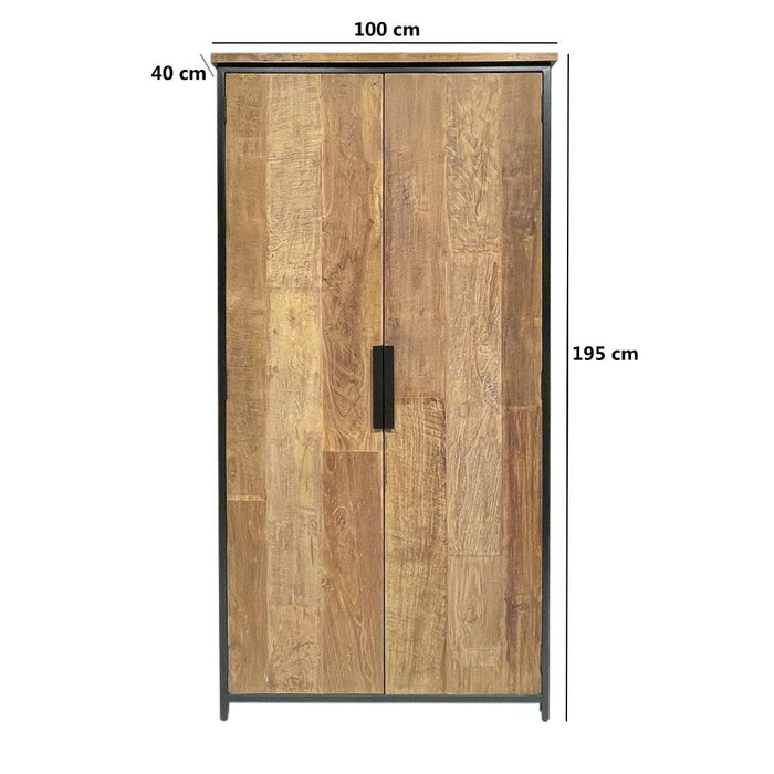 Opbergkast Kast Tomar Teakhout Naturel hout 100x40x195 cm-Opbergkasten-Livingfurn