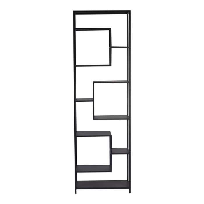 Zwarte PTMD vakkenkast van ijzer met een modern, open design van 30x60 cm.
