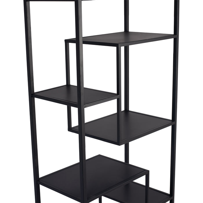 Zwarte PTMD vakkenkast van ijzer met een modern, open design van 30x60 cm.
